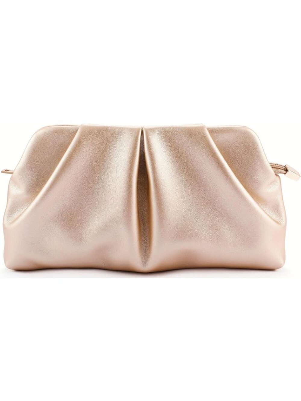 Women's Rose Gold Pleated Pu Clutch Purse For Dressy With Chain Formal Handbag